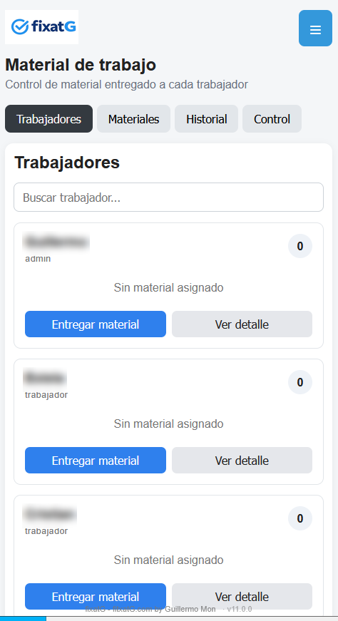 Módulo Material de trabajo de fixatG